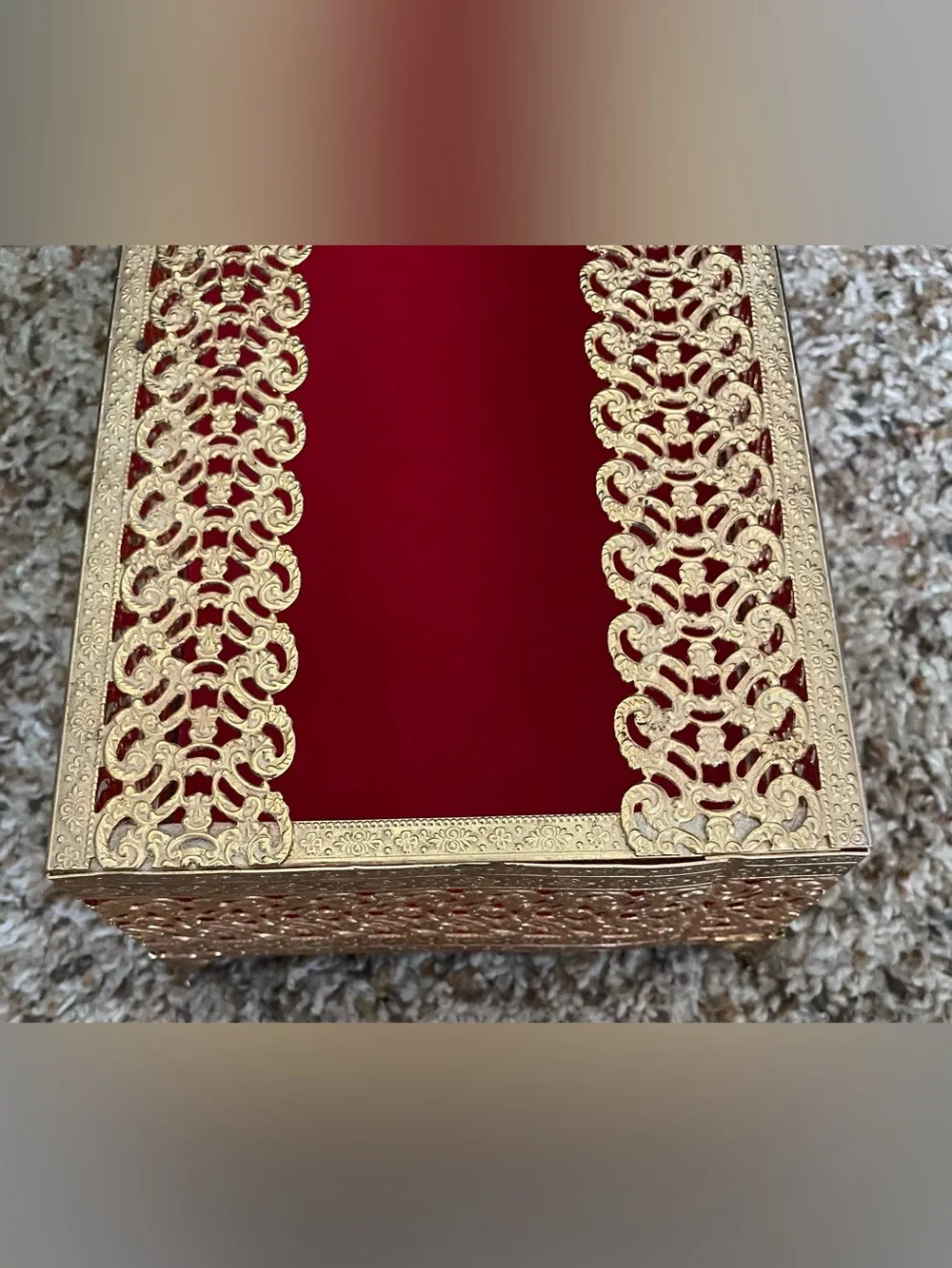 Vintage Gold-Tone Vanity Mirror & Filigree Tissue Holder Hollywood Regency Style